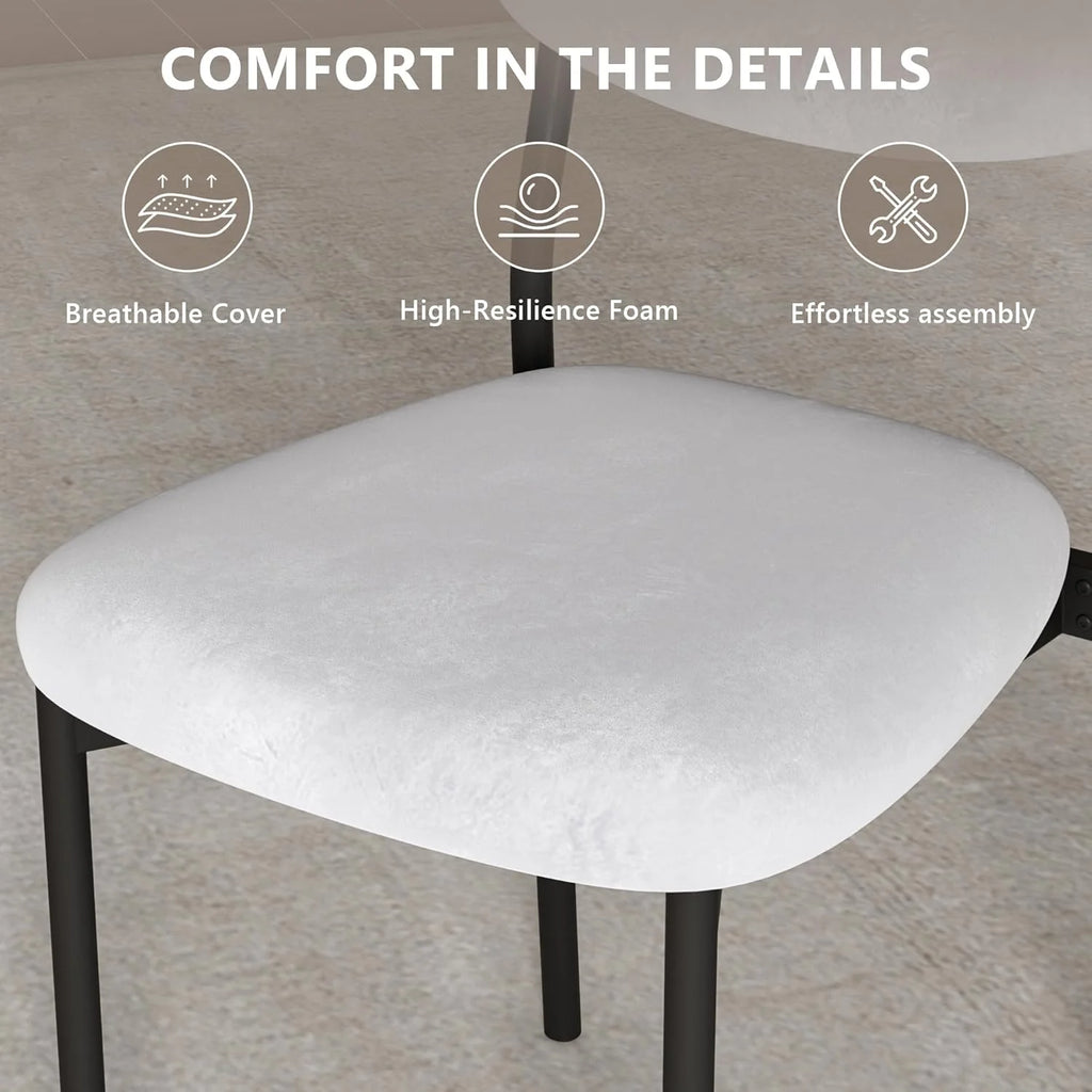 Upholstered Dining Chairs Set of 6, Stackable Modern Dining Room Chairs, Kitchen Chairs w/Soft Velvet Backrest & Sturdy Metal Legs