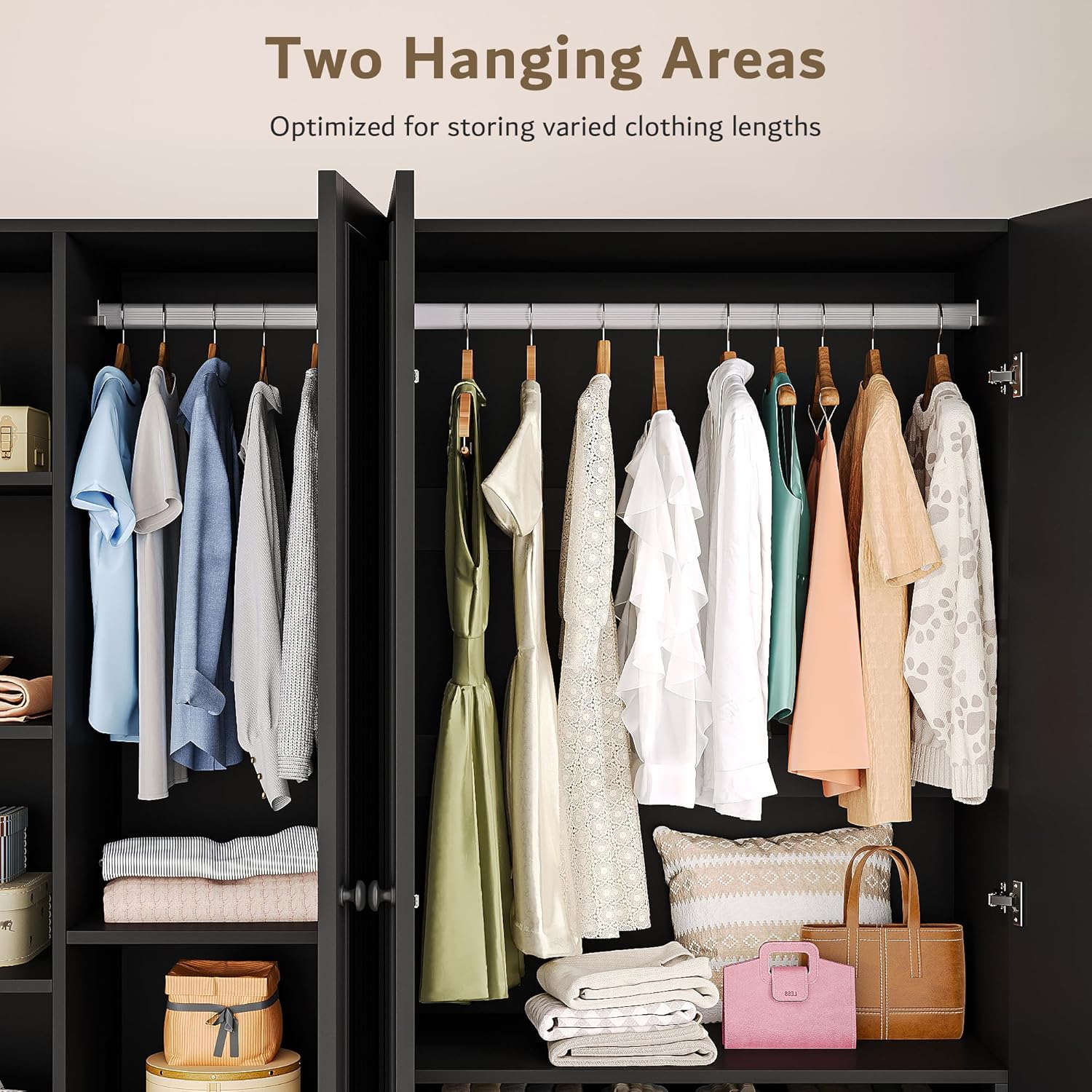 iPormis 4-door wardrobe closet with 2 drawers, featuring a spacious design and modern finish for stylish storage solutions.