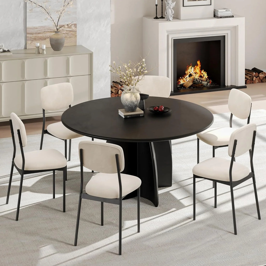 Upholstered Dining Chairs Set of 6, Stackable Modern Dining Room Chairs, Kitchen Chairs w/Soft Velvet Backrest & Sturdy Metal Legs