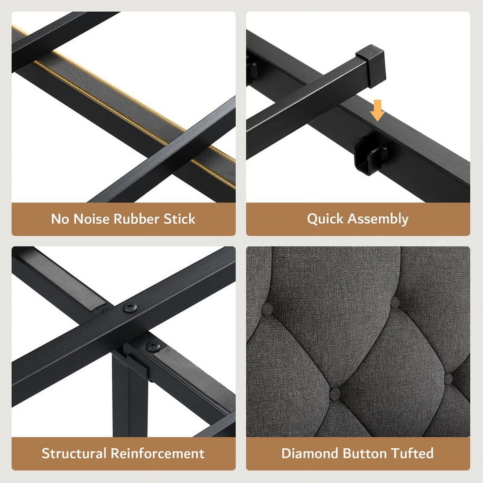 iPormis Full Bed Frame with 2 Drawers, Metal Platform Bed with Chargin