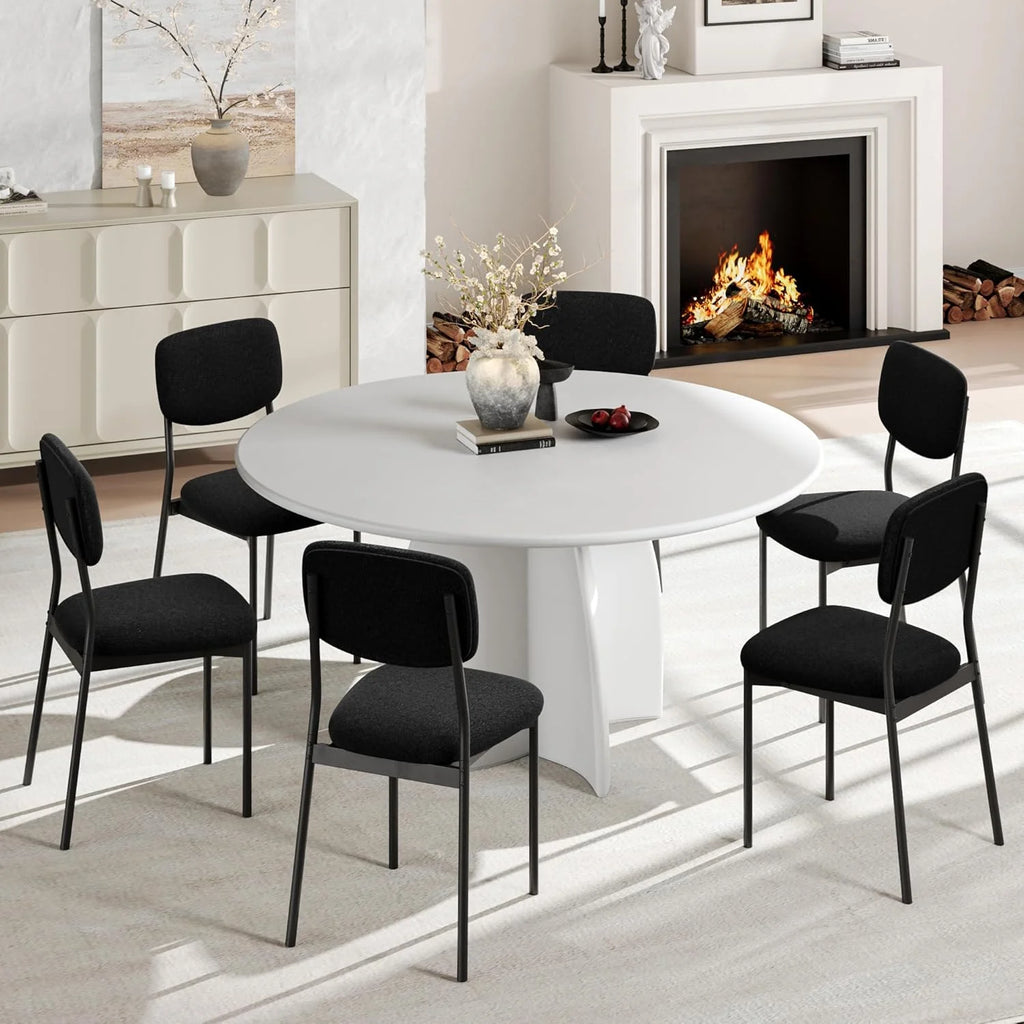 Upholstered Dining Chairs Set of 6, Stackable Modern Dining Room Chairs, Kitchen Chairs w/Soft Velvet Backrest & Sturdy Metal Legs