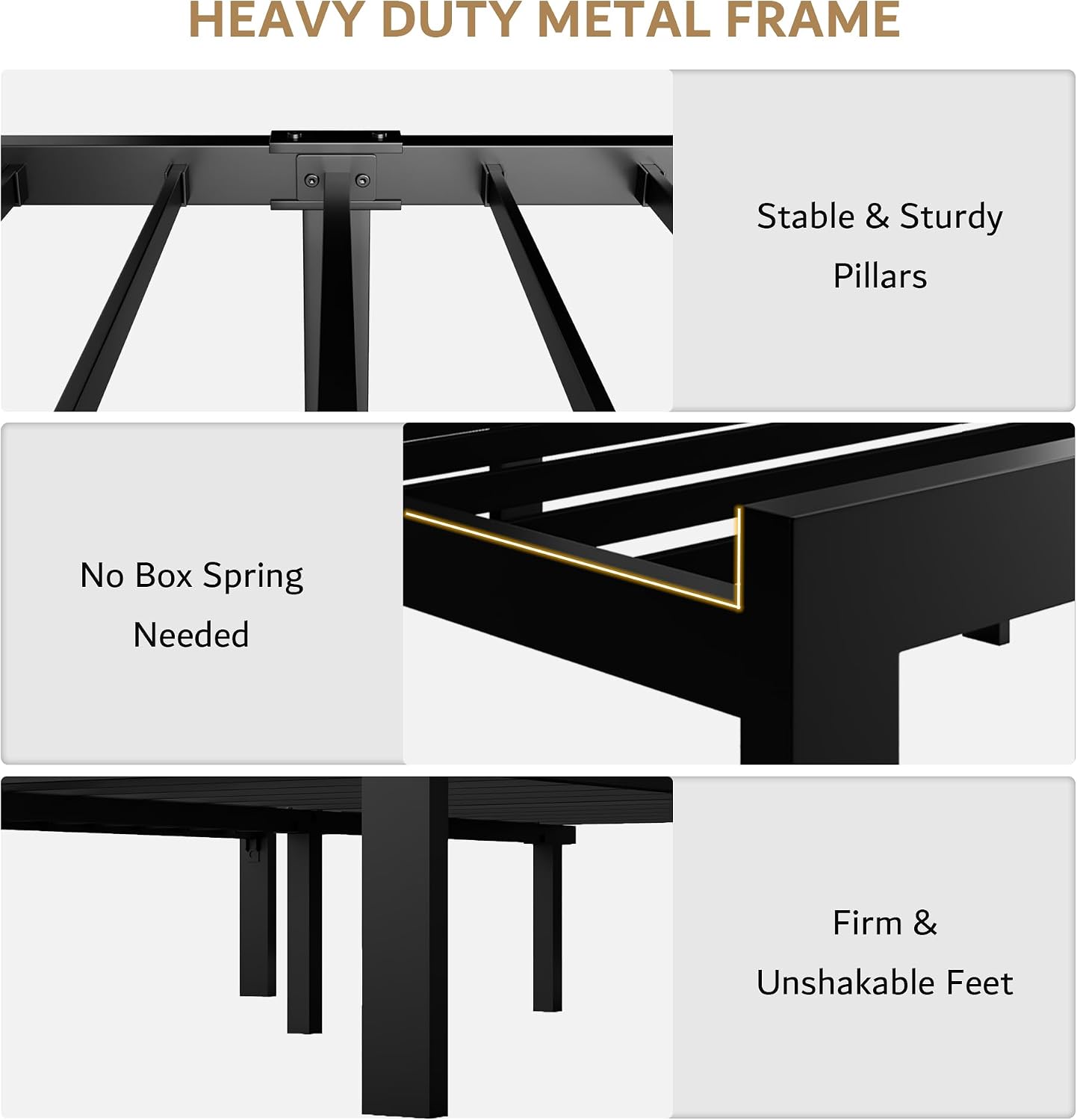 iPormis Queen Metal Bed Frame, Linen Button Tufted Headboard Platform Bed, Heavy Duty Slats Support, 12" Under Bed Storage, No Box Spring Needed, Easy Assembly, Dark Gray