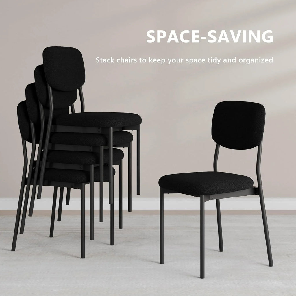 Upholstered Dining Chairs Set of 6, Stackable Modern Dining Room Chairs, Kitchen Chairs w/Soft Velvet Backrest & Sturdy Metal Legs