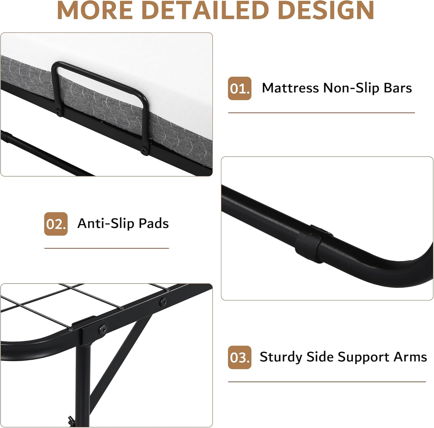 iPormis Folding Bed with Mattress, 76" x 38" Twin Foldable Bed with Side Pocket & Storage Shelf, Portable Rollaway Beds for Adults, Folded Up Beds w/Sturdy Metal Frame for Guest, Space Saving