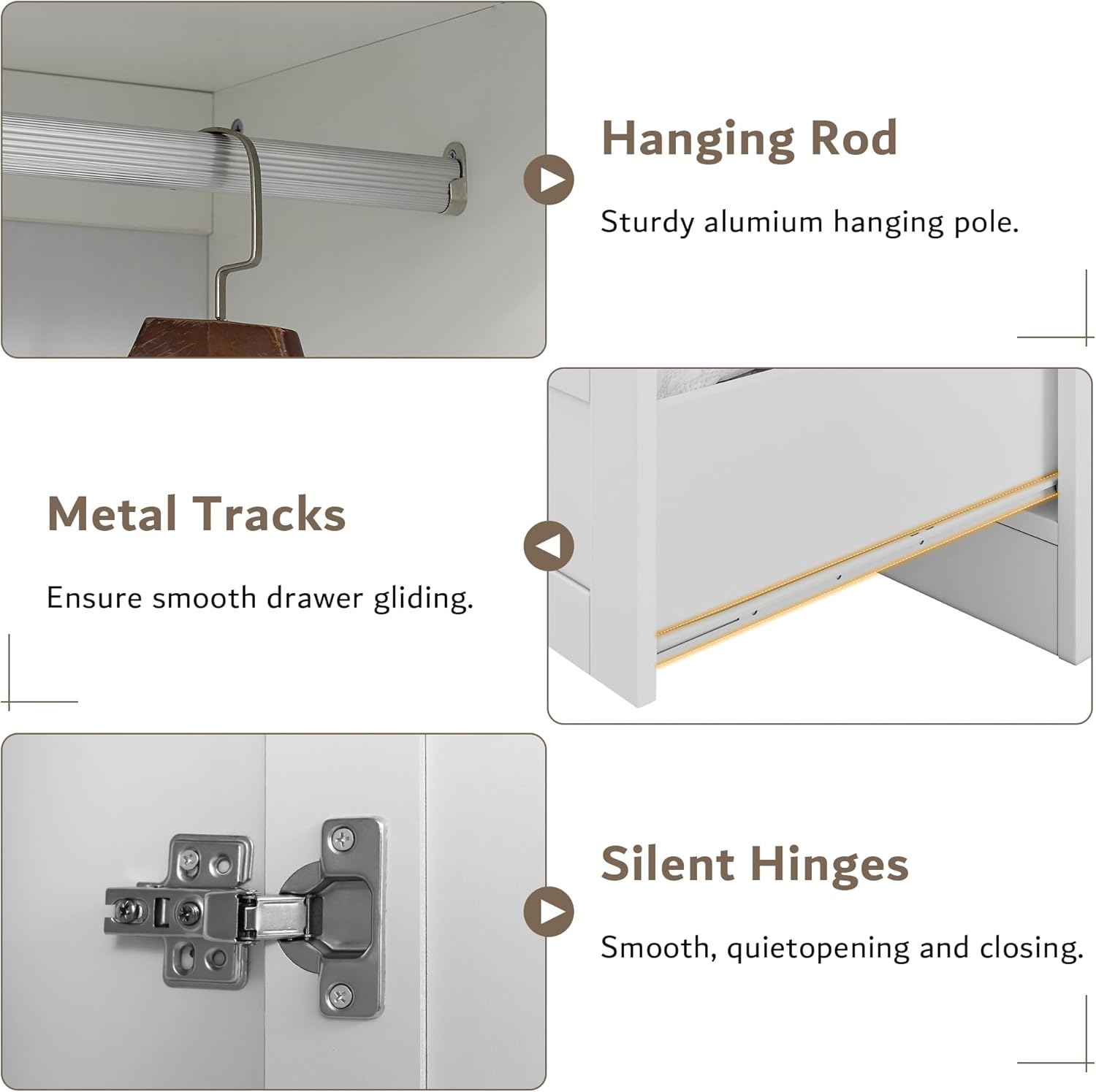 iPormis modern wooden armoire wardrobe closet with two drawers and doors for clothing storage in a bedroom setting.