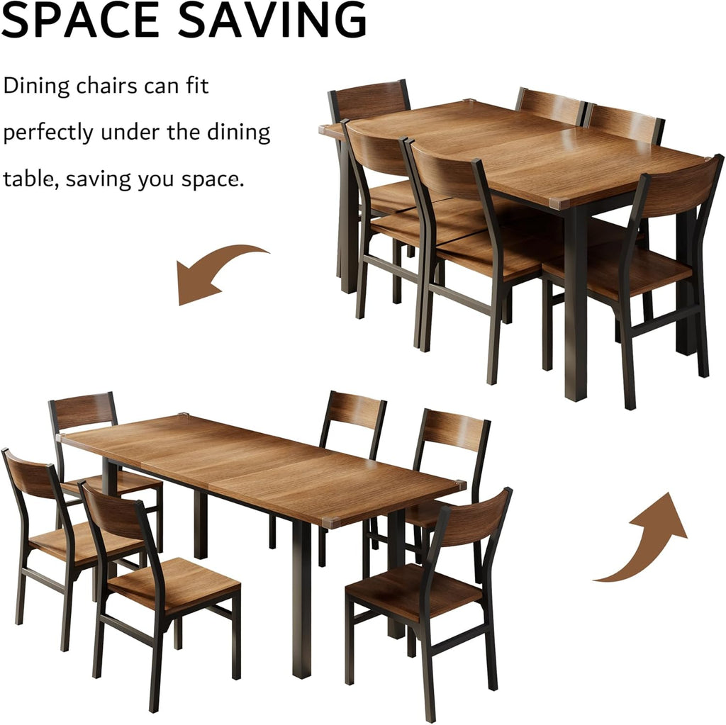 iPormis 7-piece dining table set with 6 chairs, featuring a 63" extendable kitchen table in a modern design.