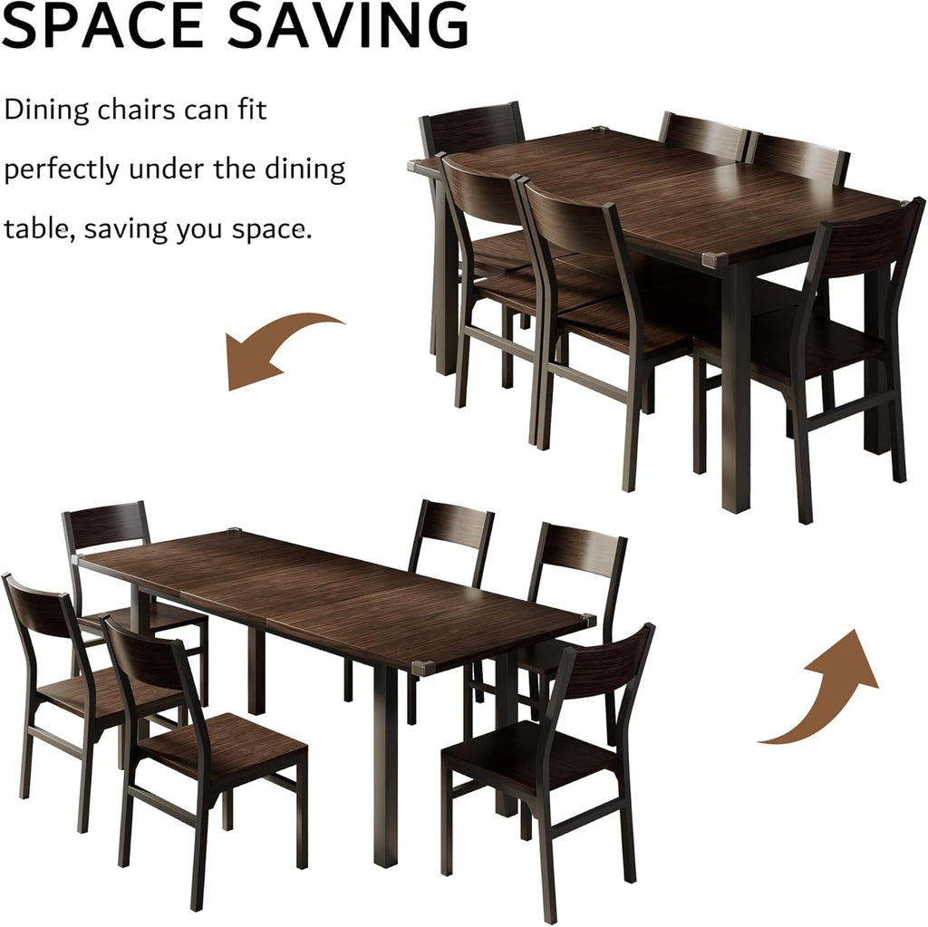 Passionate iPormis 7-piece dining set with a 63" extendable table and chairs, featuring a modern design and comfortable seating.