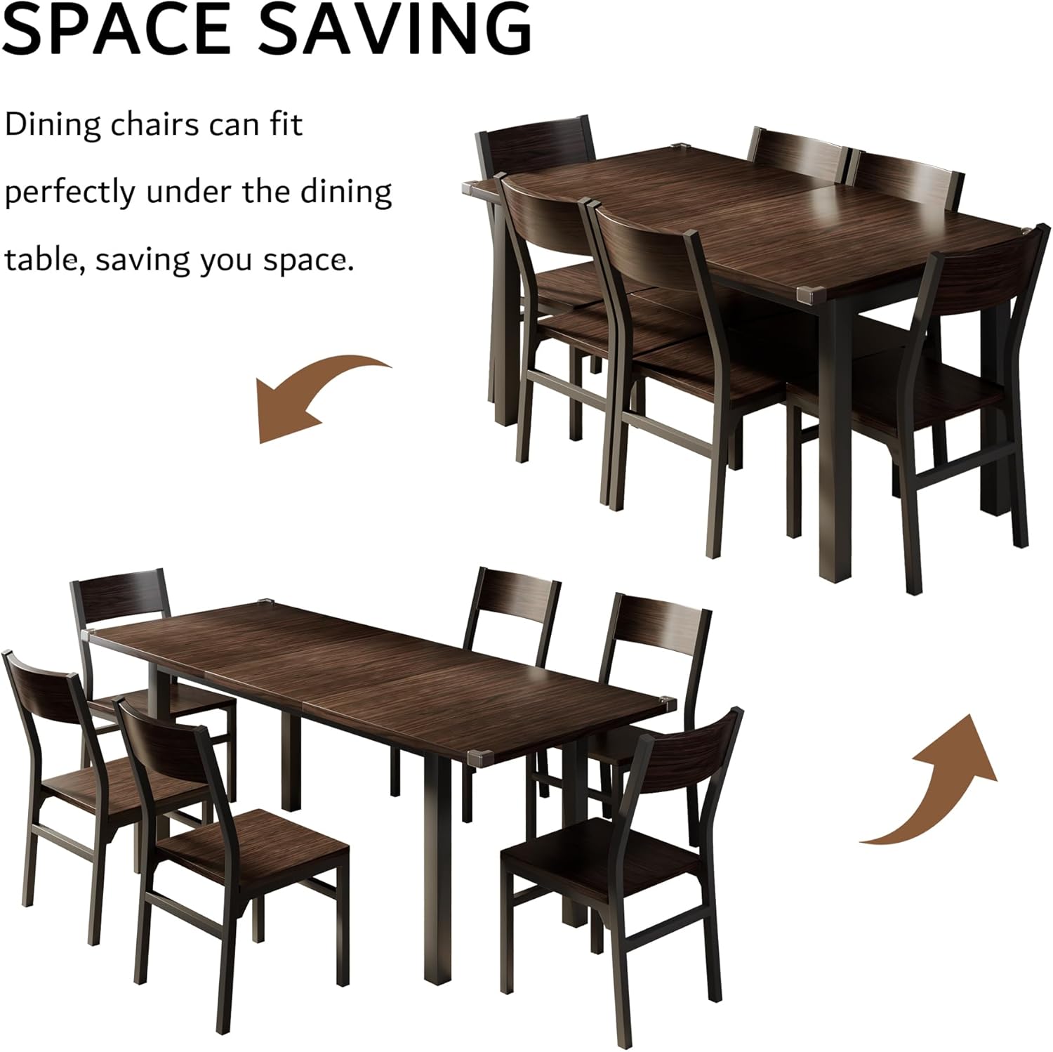 Passionate iPormis 7-piece dining set with a 63" extendable table and chairs, featuring a modern design and comfortable seating.