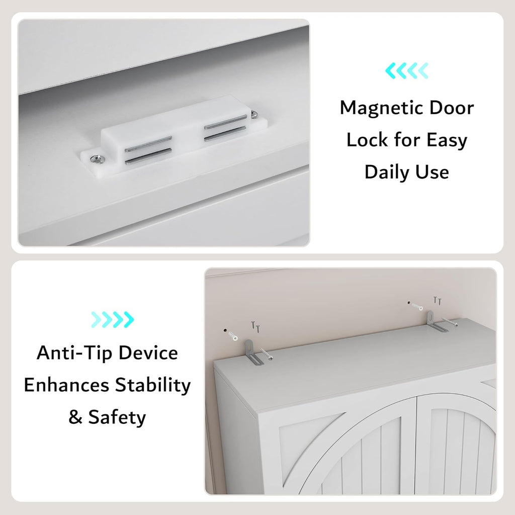 iPormis 71" Tall Kitchen Pantry Storage Cabinet w/Adjustable Shelf, Door Shelves & Large Drawers, Freestanding Kitchen Cupboard for Dining Room/Living Room, White