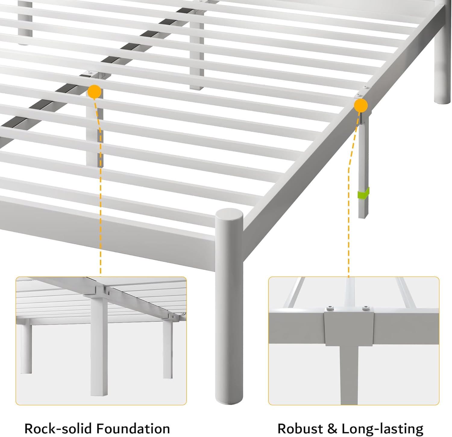 iPormis Queen Size Metal Platform Bed Frame with Modern Iron-Art Headboard/Heavy Duty Steel Slats Support/Under Bed Storage/No Box Spring Needed/Easy Assembly/Noise-Free/White