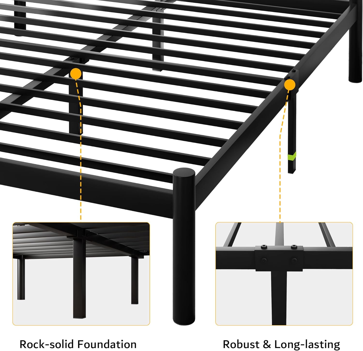 iPormis Queen Size Metal Platform Bed Frame with Modern Iron-Art Headboard/Heavy Duty Steel Slats Support/Under Bed Storage/No Box Spring Needed/Easy Assembly/Noise-Free/Black