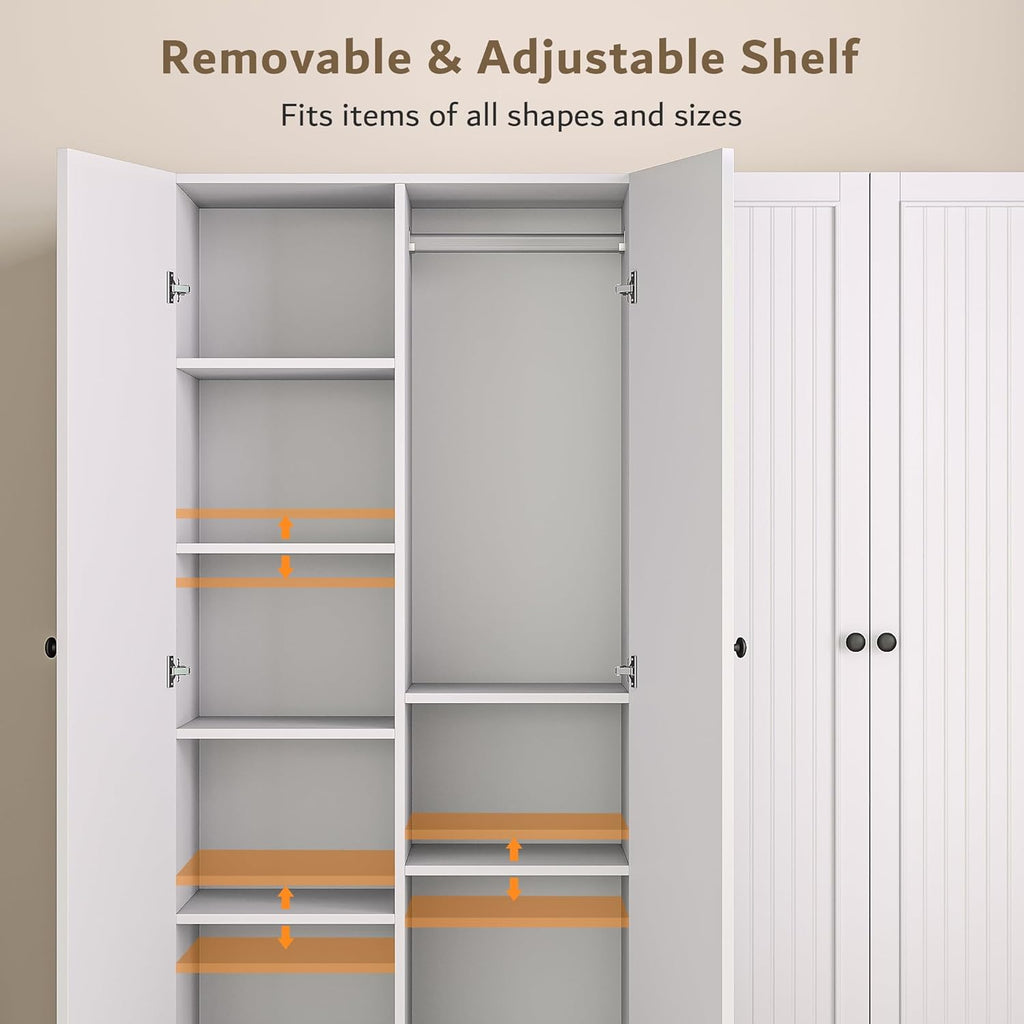 iPormis 4 doors armoire wardrobe closet with 2 drawers, showcasing a large, stylish design and ample storage space.