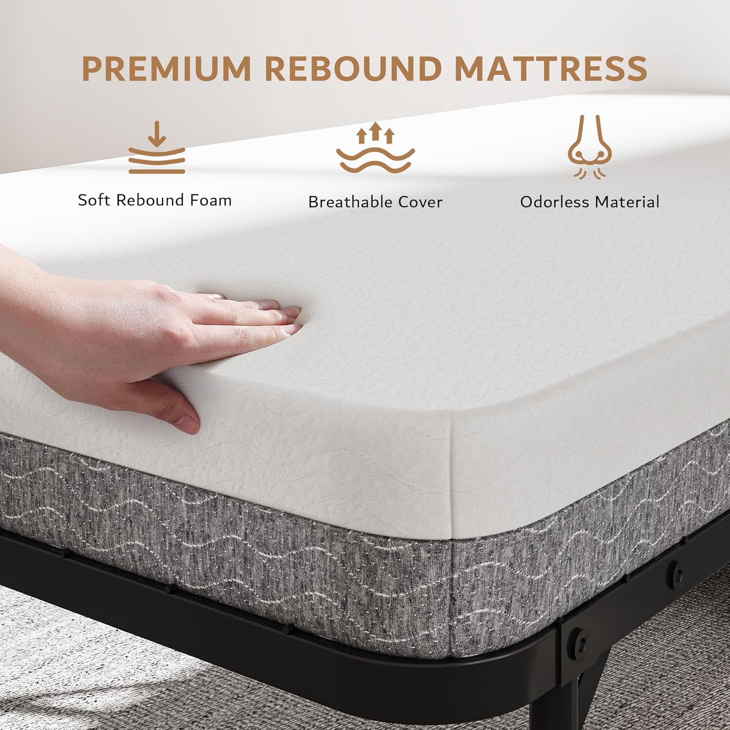 iPormis Folding Bed with Mattress, 76" x 38" Twin Foldable Bed with Side Pocket & Storage Shelf, Portable Rollaway Beds for Adults, Folded Up Beds w/Sturdy Metal Frame for Guest, Space Saving