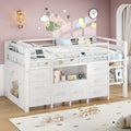 iPormis Low Loft Bed Twin Size with Bookcase, 8 Storage Drawers, Metal Kids Loft Bed with 13 Inch H Safety Guardrail, Play Curtain, Under-Bed Play Space - Pink