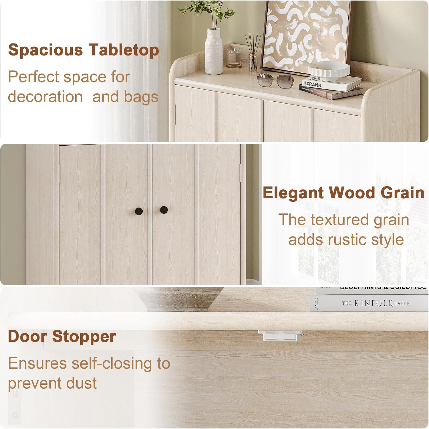 iPormis 6-Tier Shoe Cabinet with Drawer Set of 2, 47” Tall Large Shoe Storage Cabinet with Doors & Adjustable Shelves, Freestanding Wooden Shoe Rack Organizer Cabinet for Entryway Hallway, Natural