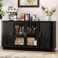 iPormis 63" Sideboard Buffet Cabinet with Storage, Modern Fluted Accent Cabinet with Sliding Doors, Adjustable Shelves, Wood Coffee Bar Console Table for Kitchen, Dining Room, Hallway, Black