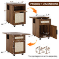 iPormis Narrow Nightstand with Charging Station, Extendable Desktop, Drawer | 15.7''-31.5'' Expandable Surface, Rolling Wheels, Rattan Wood Storage Cabinet, Space-Saving for Bedroom Small Spaces, Walnut