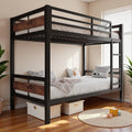 iPormis Metal Bunk Bed Twin Over Twin, Heavy Duty Bunk with High Guardrail and Safety Entrance Design, Under-Bed Storage Space, No Box Spring Needed, Noise Free, Black
