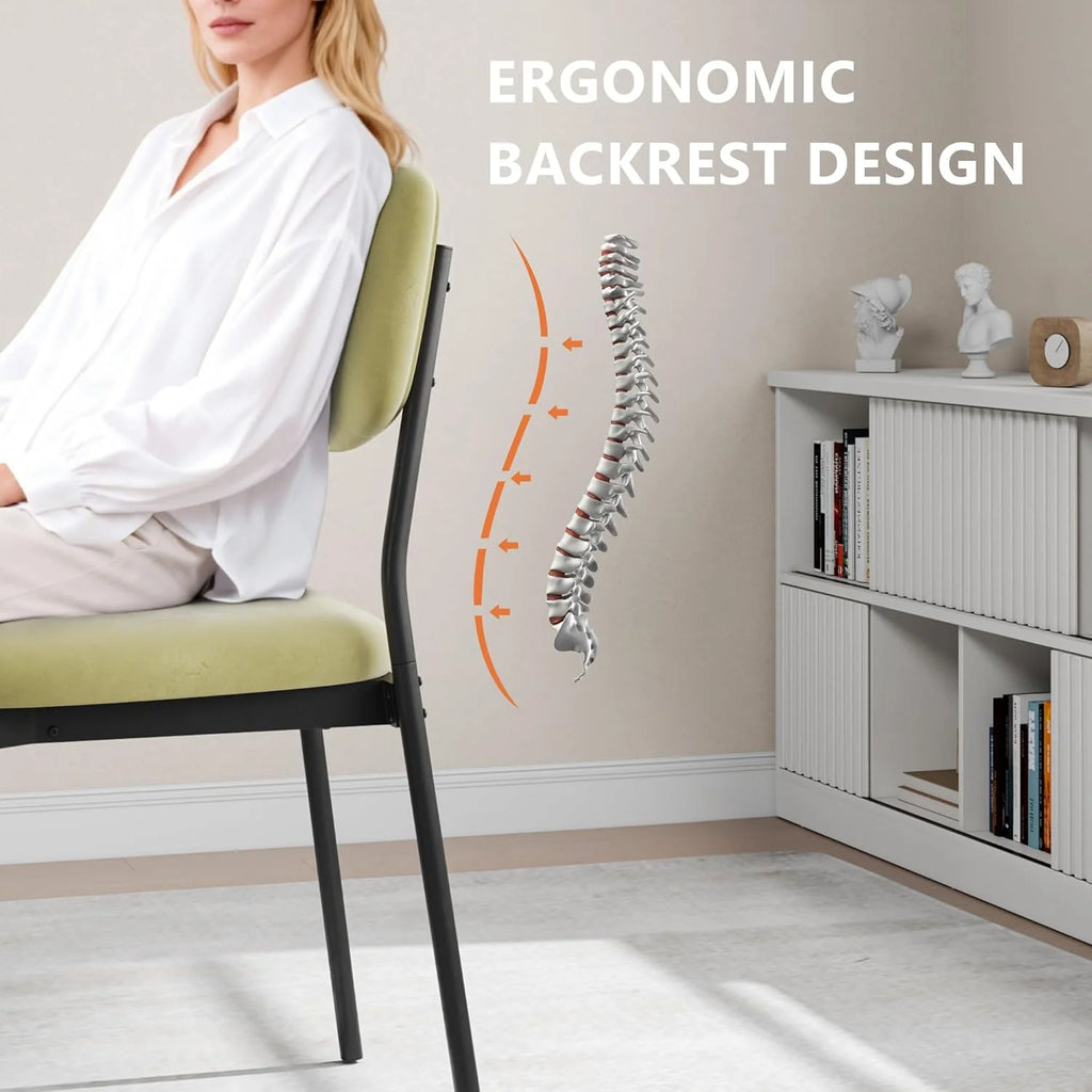 Upholstered Dining Chairs Set of 6, Stackable Modern Dining Room Chairs, Kitchen Chairs w/Soft Velvet Backrest & Sturdy Metal Legs