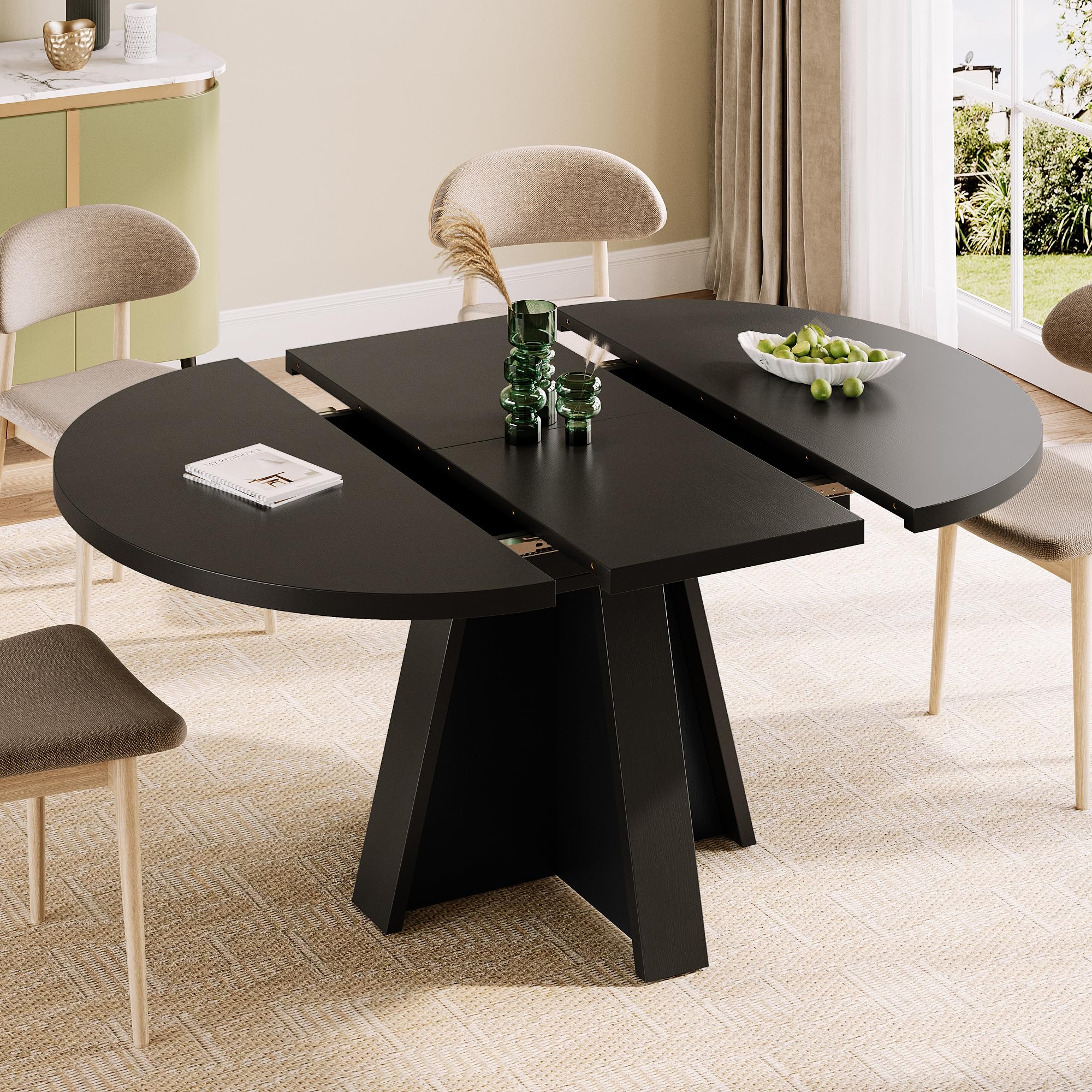 iPormis 47-Inch Round Dining Table for 4-6 People, Modern Wooden Kitchen Table for Dining Room, Farmhouse Circle Dinner Tables Furniture for Kitchen Living Room, Natural