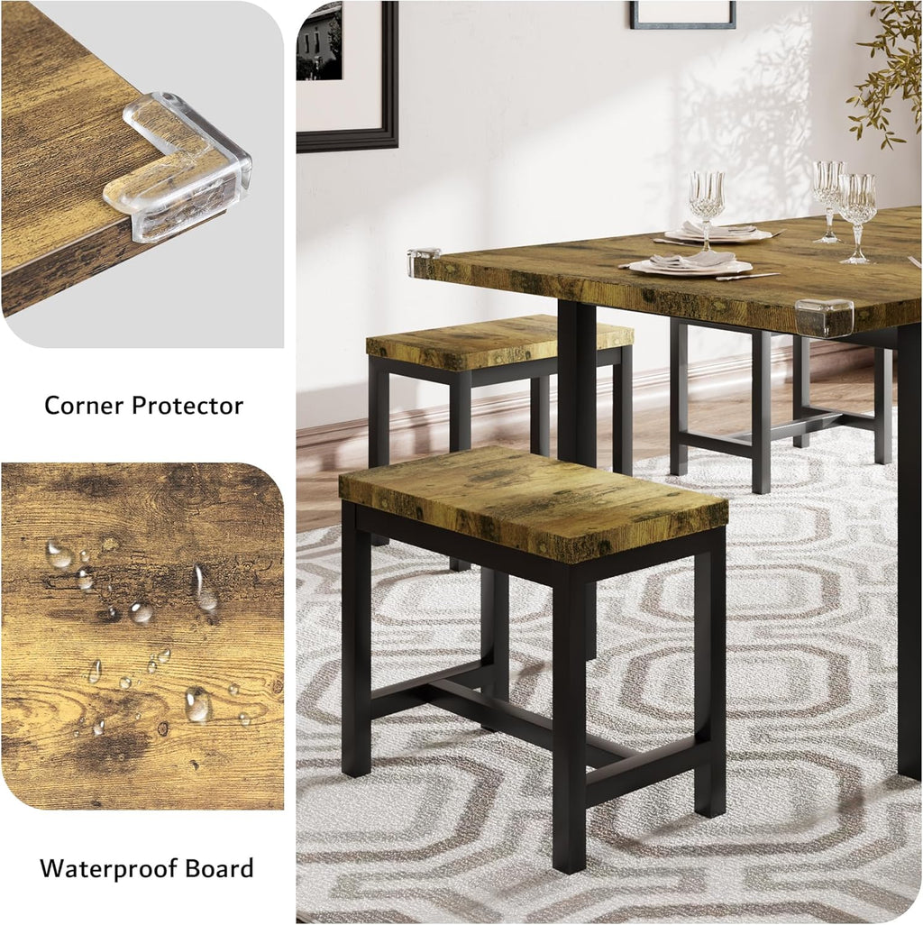 iPormis 7-piece dining table set featuring a 63" extendable table and six stools in a modern kitchen setting.