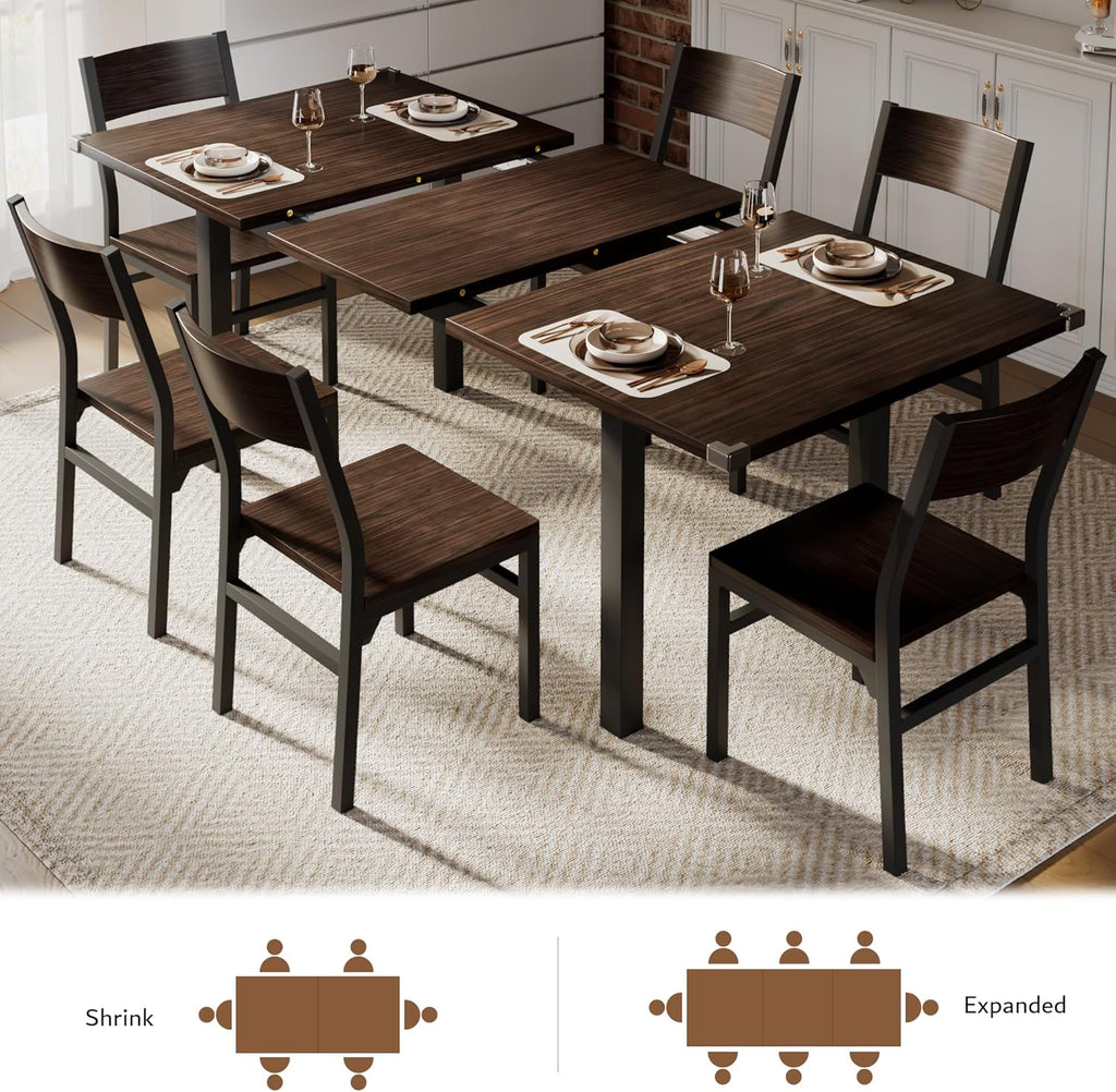 Passionate iPormis 7-piece dining set featuring a 63" extendable kitchen table with chairs for 4-6 people.
