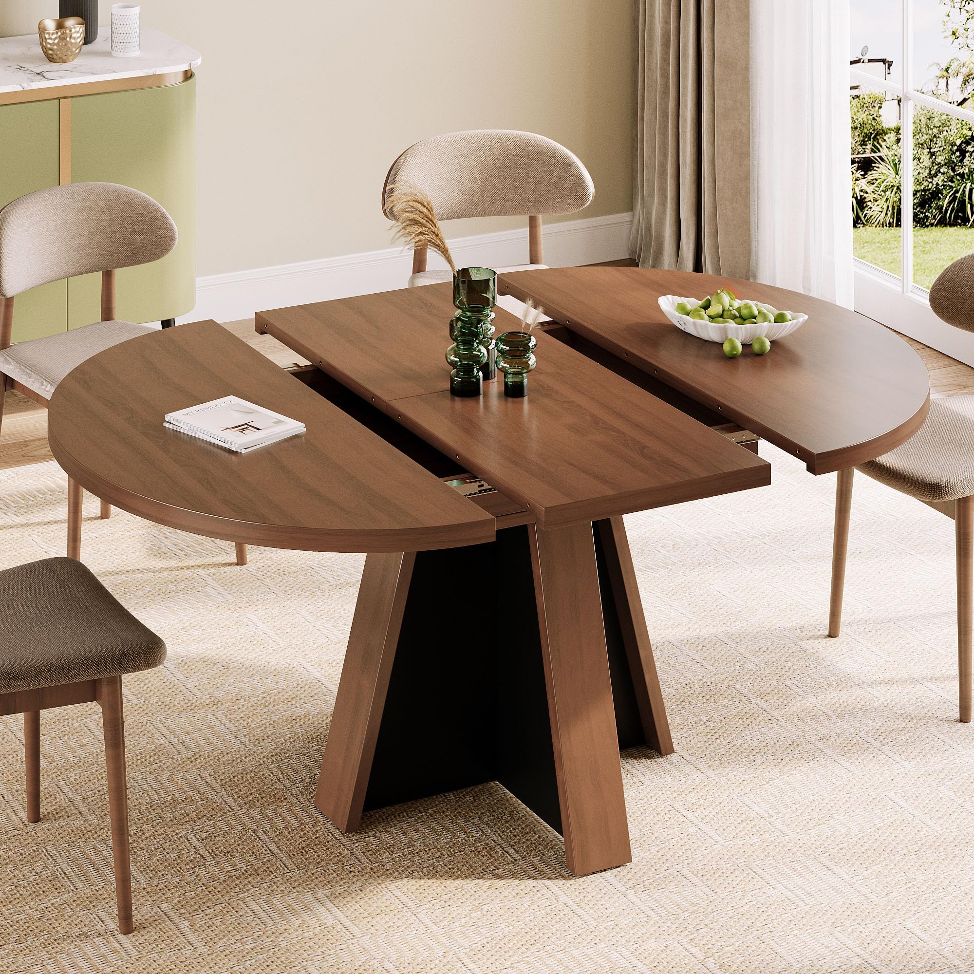 iPormis 47-Inch Round Dining Table for 4-6 People, Modern Wooden Kitchen Table for Dining Room, Farmhouse Circle Dinner Tables Furniture for Kitchen Living Room, Natural