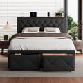 iPormis Full Bed Frame with 2 Drawers, Metal Platform Bed with Chargin